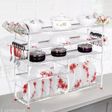 Stainless steel 5-shelf Akaya Creations kitchen utensils rack, dishwasher-friendly organizer with lower 2 plate, 30L x 36H inches