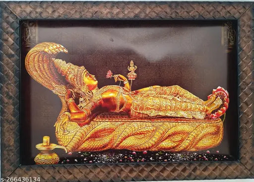 Synthetic resin Indian wall hanging, 9x12 inches, Lord Sri Anantha Padmanabha Swamy Sayanam image