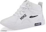 White canvas Lets Run high top sneakers for boys and girls, lace-up fastening with TPR sole, ideal for casual wear and various occasions