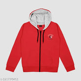 Silver Fang Kids Solid Red Hoodie, cotton long sleeve sweatshirt for winter wear, comfortable and stylish boys' fashion. Made in India