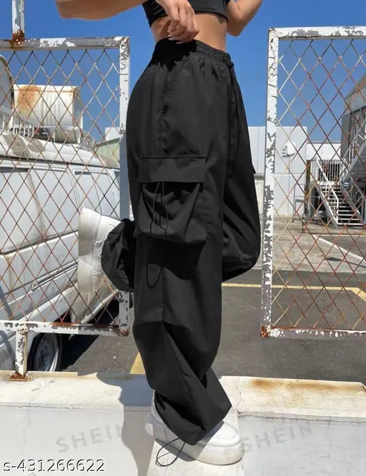 Black polycotton NS pant for a beautiful lady - elegant fit, perfect gift for sister, friend, wife, or mother. Made in India