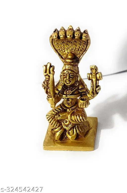 Brass karmari statue decorative showpiece (200gm), Indian artisanal gold idol (4cm x 8cm x 4cm)
