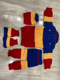 Woolen winter sweater set for newborn babies, colorblocked with cap and booties from BEST FRIEND STORE