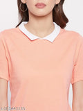 Solid cotton crew neck T-shirt, essential women's wear by YUYAM, India