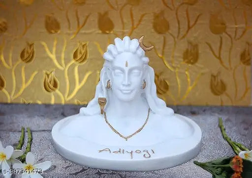 White polyresin Adi Shankara figurine of Lord Shiva, ideal for home decor and spiritual showpiece items