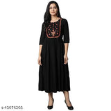 Rayon embroidery cotton kurti - elegant, comfortable long Anarkali style for everyday & special occasions