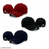 Stylish cotton baseball caps combo pack for boys and girls, trending solid-colored modern caps in onesize, made in India
