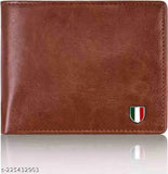 Fancy tan PU Bi-fold wallet, 5 card slots, ideal for daily use, sleek design for men and boys