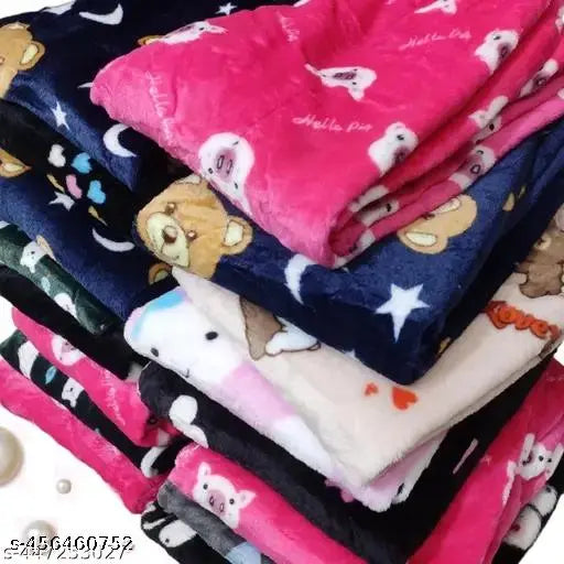 Woolen fleece girls winter pajama set (2 pcs), lightweight & warm, fits waist 26-32 inches