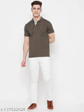 Camey Men's solid cotton short-sleeve polo t-shirt, available in M (40in/27in), L (42in/27.5in), XXL (46in/30in) - stylish for casual wear