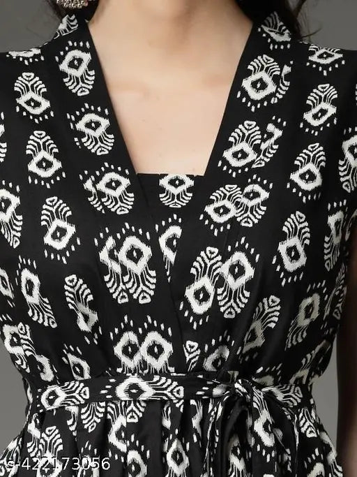 Attractive women's cotton kurta set with palazzos, sleeveless, printed net design, India-made, size XS-XXL