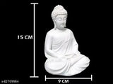 White handcrafted Polymarble Buddha statue figurine, 55 inches tall, Indian origin