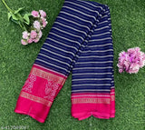 Moss chiffon foil printed party saree with striped net detail, Indian wedding and festival wear