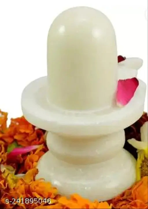 White marble Shiva Shivling Statue, spiritual symbol for home or office decor, 6 cm height
