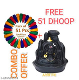 Shining Adiyogi Ji polyresin backflow incense holder with 51 smoke dhoop cones, creates a smokey waterfall effect for meditation rooms, living spaces, or offices