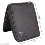 Sleek PU zipper wallet, practical for everyday use by men. Indian-made, featuring 2 compartments and textured design
