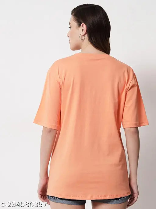 Trendy comfy oversize cotton t-shirt for women, relaxed fit with short sleeves, printed design, perfect gift idea for girls and small women, available in S, M, L, XL, XXL sizes