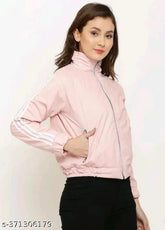 Polyester winter trendy jacket for girls, solid color, long sleeves - size 10-16 years