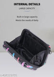 Acrylic leaf print mini suitcase sling, adjustable strap, 2 compartments, free size
