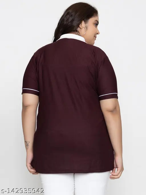 Plus size dry fit Lycra polo t-shirt, women's solid color, comfortable workout wear from Kepa, made in India