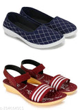 Mesh embellished bellies & ankle loop sandals (2 pairs), VEDAAN women's quality footwear from India
