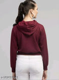 Maroon fleece women's crop sweater with heartbeat print, long sleeves