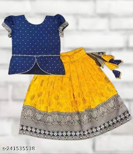 Printed net Lehanga Cholis for Kids (12-12 years), India