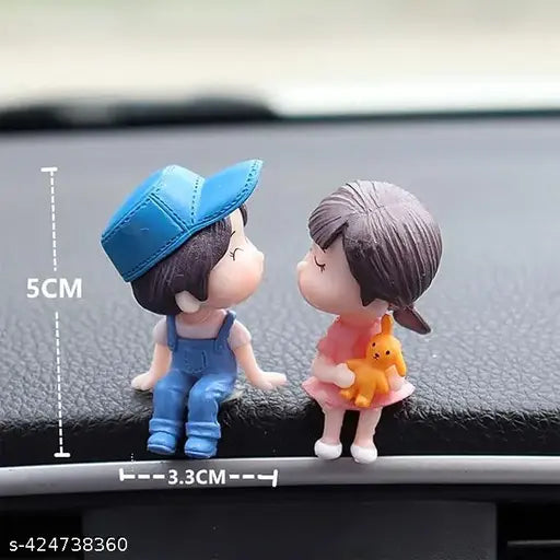 HATAKE car dashboard toys - adorable cartoon couple figurine for car interior decoration, made in India