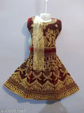 Embroidered acrylic lehenga for girls, Indian attire with long sleeves and net pattern, size 6-12 months