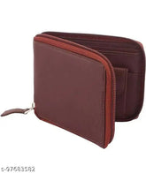 Brown artificial leather wallet, regular size with 5 card slots and 2 compartments, perfect blend of stylish modern design for men or women
