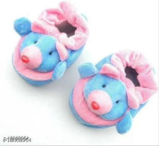 Trendy multi-color PU baby booties with embellished net, slip-on design for comfort. Protective footwear for 0-12 months old infants, suitable for any season. Made in India