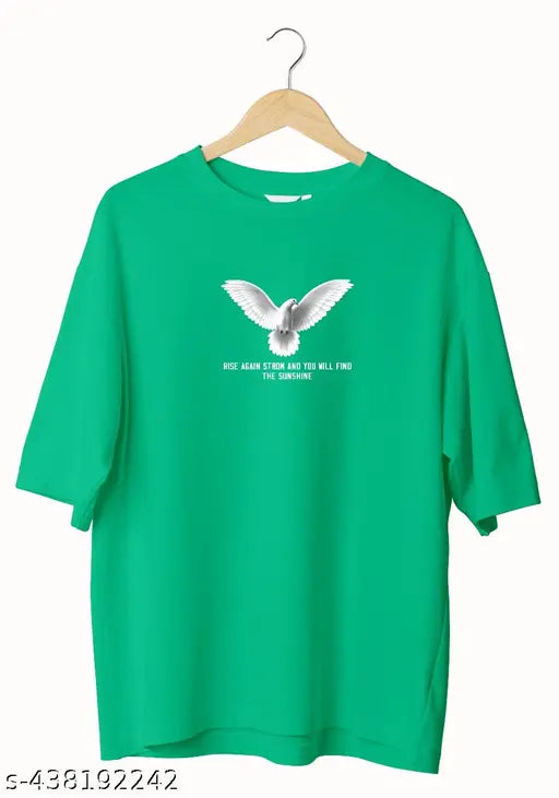 Cotton "RISE AGAIN" motivational half-sleeve tee, bold print design for men's everyday style. Size M (38 in chest, 27 in length)