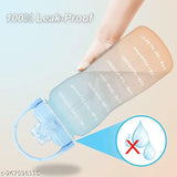 Purple plastic motivational 2L water bottle for gym, running, camping - leak proof, BPA-free, wide mouth, flip top lid, removable straw