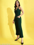 Stunning Green Lycra Sleeveless Jumpsuit - High-quality, stretchy, and flattering lycra jumpsuit in vibrant green color, perfect for any occasion