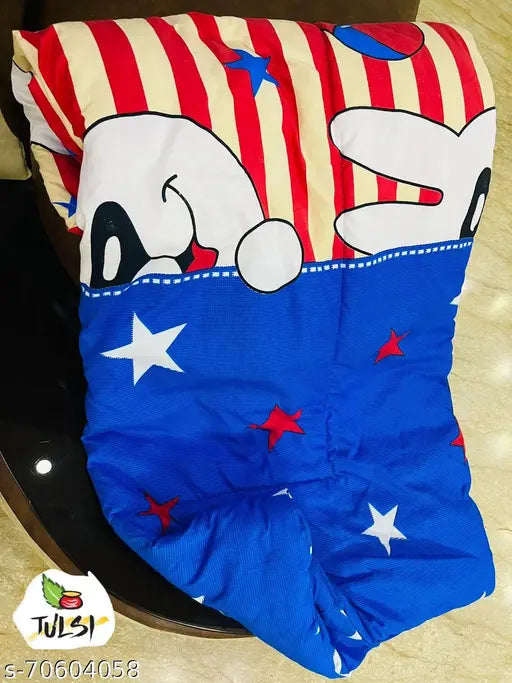 Multicolor kids comforter, super soft cotton single pack by Freyas Creation, India-made bedding accessory