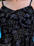 Rayon Bhandaj-style sleeveless full gown & kurta set in printed net, Indian fashion for women's festive occasions