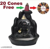 Polyresin Adiyogi Shiva smoke fountain incense holder with backflow cones for Pooja, home decor, or gift