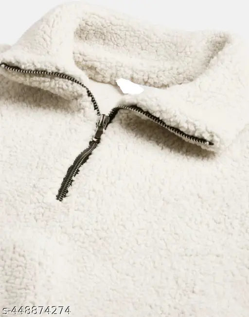 Wool winter wear fur jacket for girls, solid style with long sleeves, India-made