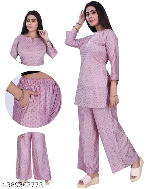 Vibrant Pista Colored Cotton Kurti & Palazzo Set, Indian Ethnic Wear