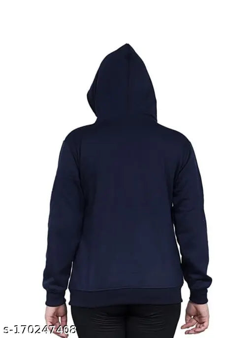 Solid cotton fleece winter jacket for women (XL), warm huddy style with pockets, made in India