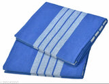 Blue Tuni Mani Sata Devadas Cotton Striped Flat Sheets (41x75 ft, Pack of 2)