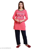 Printed hosiery night suit in vibrant Indian motifs, ideal for lounge, sleep, or comfort wear