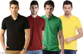 Multicolor cotton blend men's polo neck t-shirt, durable and soft for all seasons