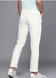 White polycotton men's/boys slim fit jeans, comfortable & soft in solid white color