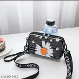 Acrylic mini suitcase sling bag, floral print, compact carry-all for girls with detachable belt and handbelt, made in India