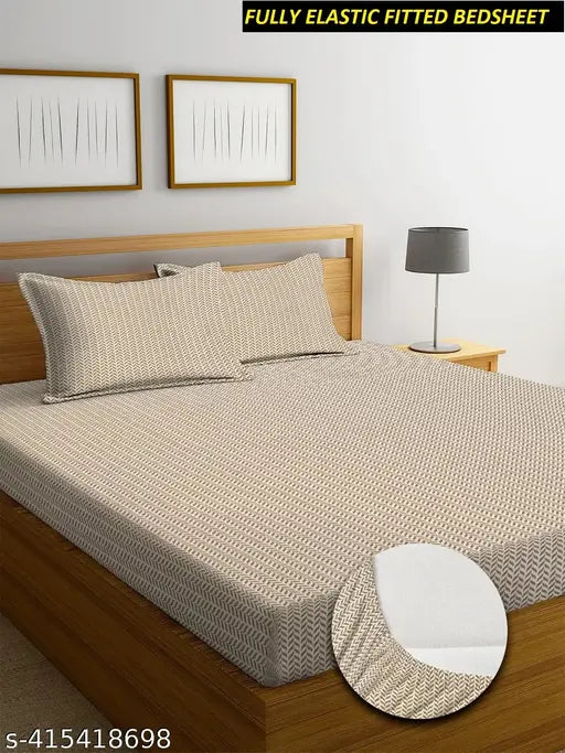 Striped supersoft premium cotton bedsheets, double bed with all-around elastic for 78x7210 mattress by RD FABS
