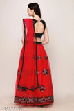 Red Art Silk embroidered semi-stitched Lehenga Choli with net dupatta, traditional Indian bridal wear
