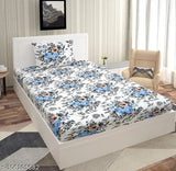 White cotton single bed sheets, super fine floral design, elastic fitted with zipper pillow cover, ideal for weddings and summer use
