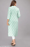 Women's rayon flower print 3/4 sleeve straight kurti, vibrant floral design on cotton fabric, size S-XXXL