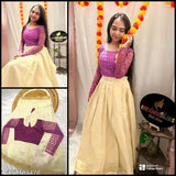 PB126 Pink Choli, net top with silk skirt, embellished sequin embroidery, Indian designer fashion